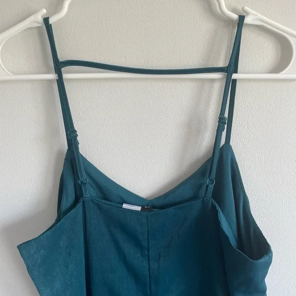 Divided by H&M Teal Blue Silky Strappy Sleeve Mini Slip Cocktail Dress - Picture 6 of 8